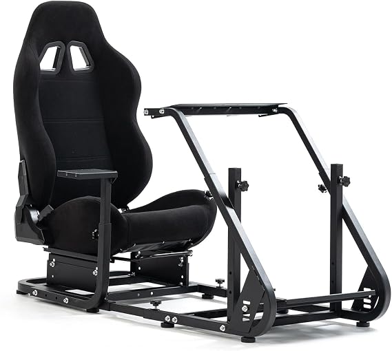 Dardoo Racing Simulator Cockpit with Black Gaming Chair Mountable Monitor Stand Fits for Logitech G29, for Thrustmaster, for Fanatec for Xbox Steering Wheel Stand Not Include Wheel, Pedal and Shifter