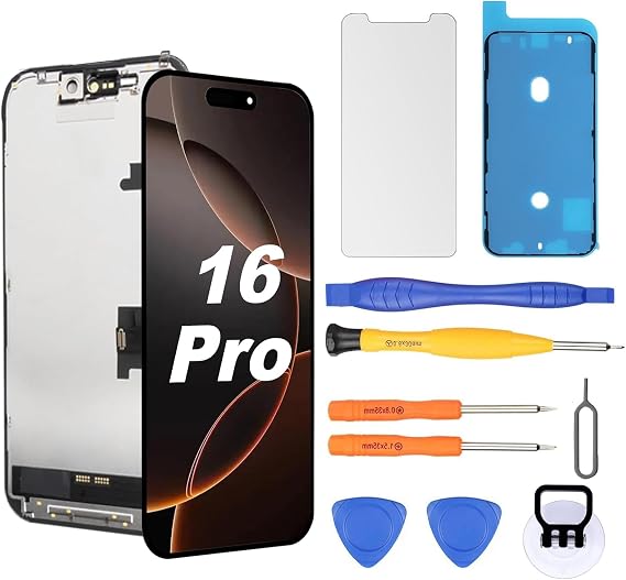NB+ Replacement Screen for iPhone 16 Pro LCD Retina Full HD Display Digitizer with Fully Repair Tool Kits, Screen Protector, Waterproof Tape