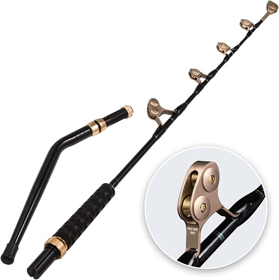 BERRYPRO Bent / Straight Butt Trolling Rod 1-Piece / 2-Piece Saltwater Offshore Fishing Rod Big Game Roller Rod Conventional Boat Fishing Pole (Bent Butt - Roller Guide - Length 5'6''-2pc (80-150lbs))
