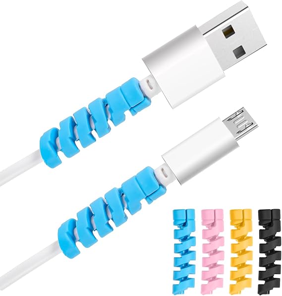 32 PCS Charging Cable Protectors Colorful Cable Protector Phone Charger Silicone Flexible Cord Protector Spiral Charger Cord Saver for All Phones Computers and Chargers