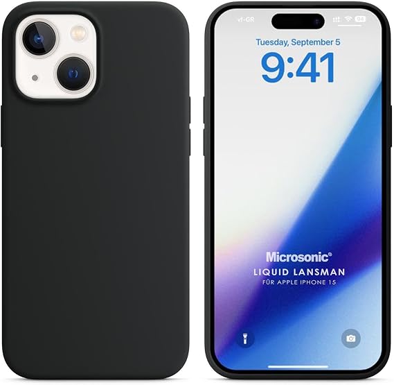Microsonic Kılıf Apple iPhone 15 için Liquid Lansman Silikon Siyah [iPhone 15 ile Uyumlu Kılıf - Siyah]