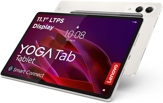 Lenovo Yoga Tab Tablet 11.1 Inch 3.2K LTPS Display 16:10 Qualcomm Snapdragon 8 Gen 3 12GB RAM 256GB Memory Qualcomm Adreno 750 Graphics Android 15 Seashell Includes Tab Pen Pro
