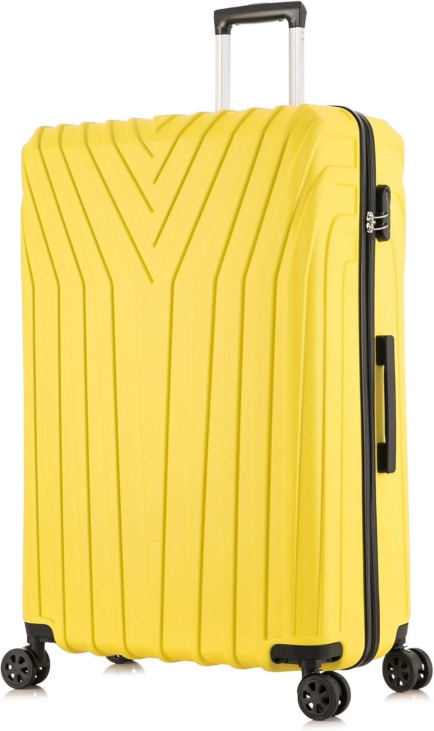 DK Luggage 24" Medium Hard Shell Suitcase Luggage 4 Wheel Spinner ABS101 Yellow