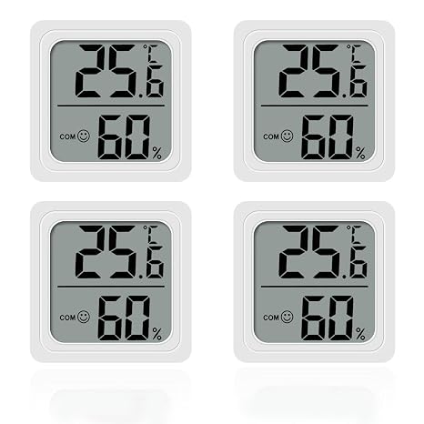 4PCS Digital Thermometer Hygrometer, Temperature Humidity Monitor with LCD