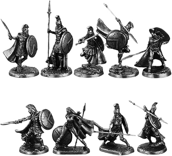 Ancient Roman Warrior Alloy Figure Set, Solid White Copper Knight Miniature Collection, 28mm 32mm Miniatures Scale for D&D, Warhammer & Wargames (11PCS)