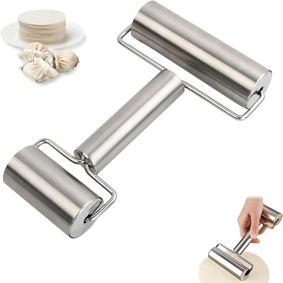 Mini Rolling Pin,Stainless Steel Non-Stick Small Dough Roller for Pizza, Pastry & Sugarcraft Mini Baking Tool with Ergonomic Handle Dishwasher Safe