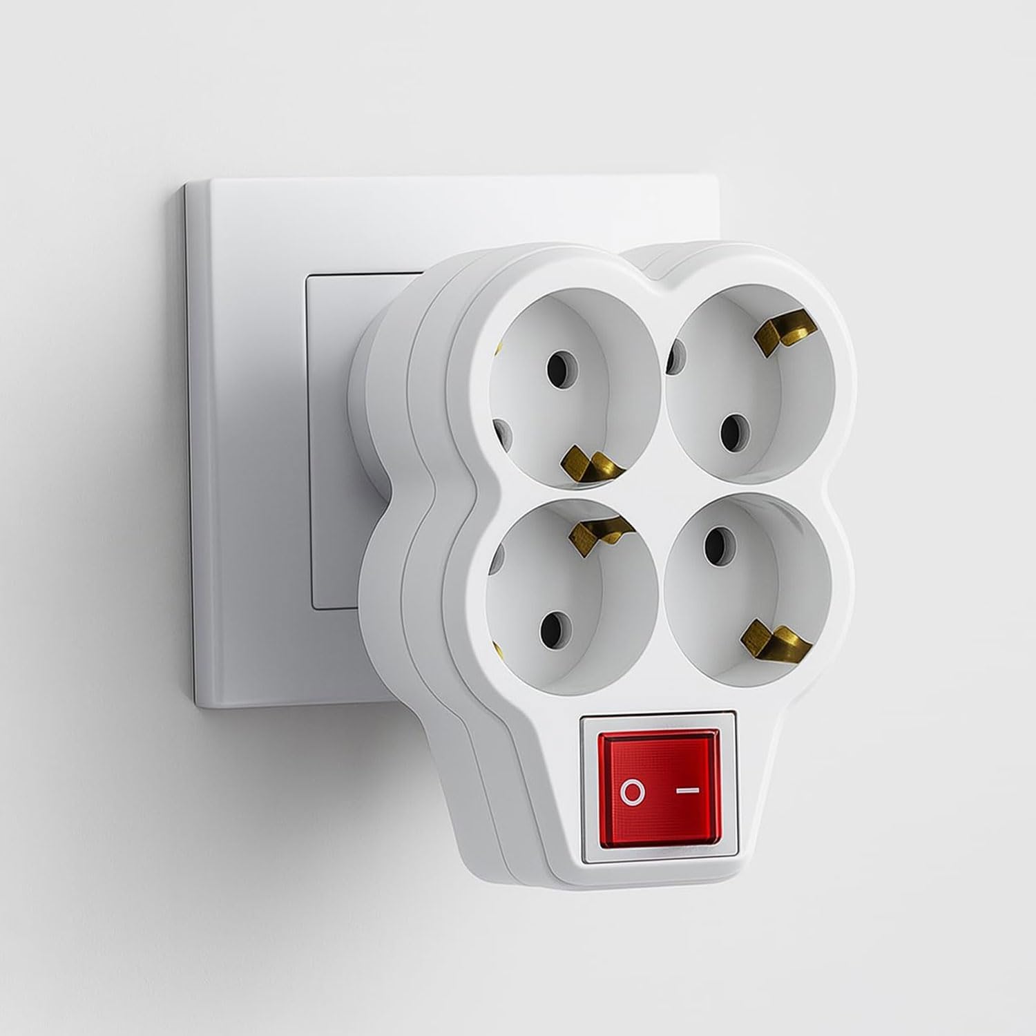 4-Piece White Group Socket Goliath Button Plug Wireless On Off Switched Grounded Multi Duplicator