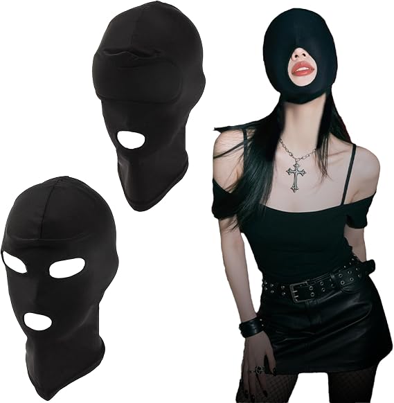 2 Pack Full Cover Hood Mask, Unisex Cosplay Face Mask for Adults