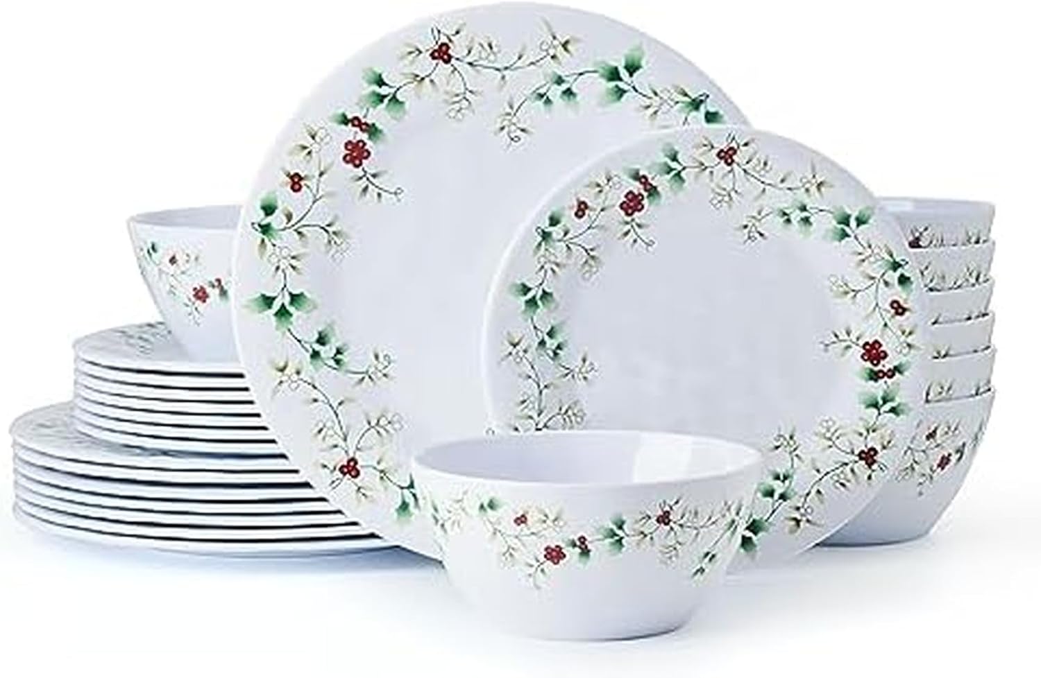 Pfaltzgraff Winterberry 24 Piece Outdoor Melamine Dinnerware Set, Service for 8