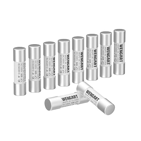 Wengart Pack of 10 Solar Fuses gPV 32A 1000V DC, 10x38mm, High Break Capacity 33kA, Fast Photovoltaic Fuse for Protection of Strings, Inverters and Solar Self-Consumption, WGPV-30