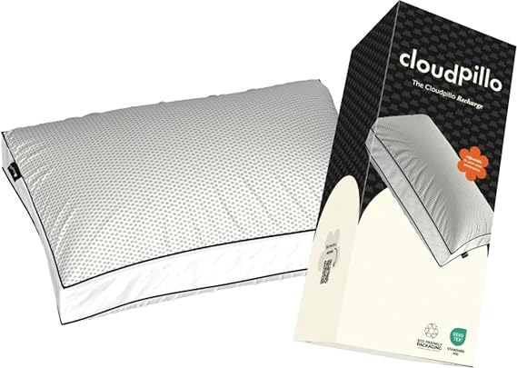 Cloudpillo Recharge Memory Foam Pillow - Ergonomic & Height Adjustable - Luxury Hotel Quality - Oeko-Tex Certified (48x74 cm)