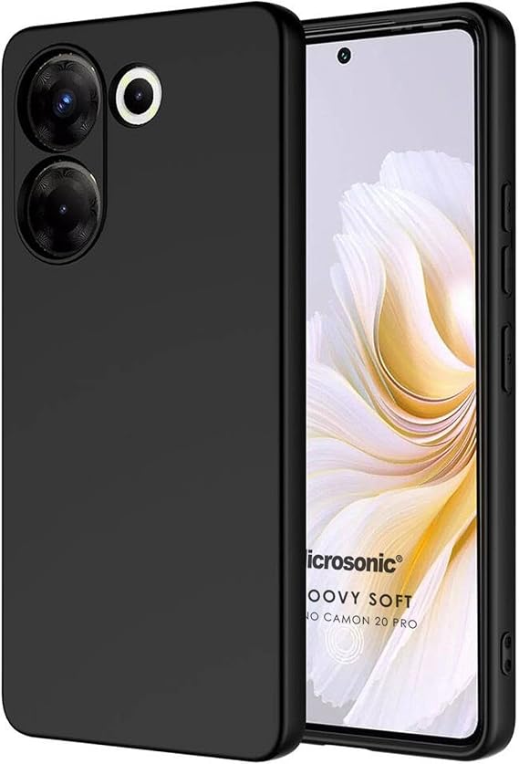 Microsonic TECNO Camon 20 Pro 4G için Kılıf Groovy Soft Siyah [Camon 20 Pro 4G ile Uyumlu Kılıf - Siyah]