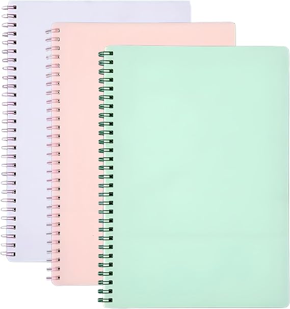 A5 Lined Notebook, 3 Pack Metallic Spiral Notebook, Wirebound Notebooks with 8mm Lines & 70GSM Paper for School Study Office Use, 160 Pages/80 Sheets