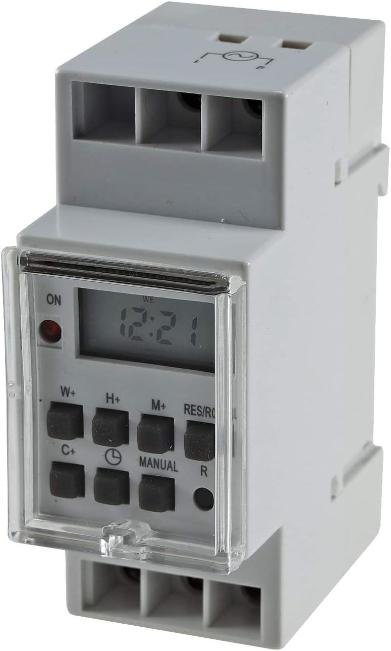 ChiliTec Timer for DIN Rail Switch Panel Digital Timer 230 V/16 A Display Programmable for Week Day