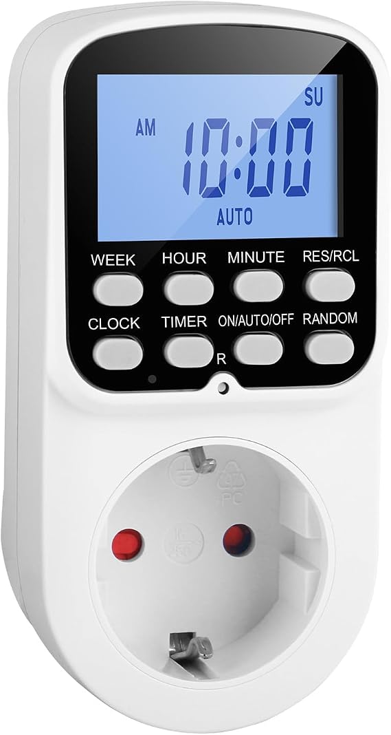 Digital Timer Socket Timer Socket with 16 Programmes & Random Mode for Home Security 24-Hour Week Timer Digital Plug Light Switch with LCD Backlight for Indoor Use