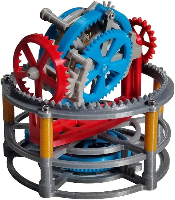 3D Printed Tourbillon Imitation Clock Movement, 3D Printed Puzzle Tourbillon Kit Mechanical DIY 3D Plastic Assembly Model Kit, Ornament Craft Desktop Gift for Adults