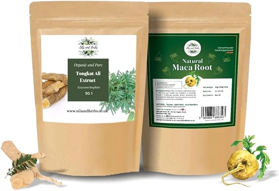 Natural Testosterone Booster Twin Power- Maca Root and Tongat A Extract Powder -High Strength - No Fillers (100G Pack of 2)