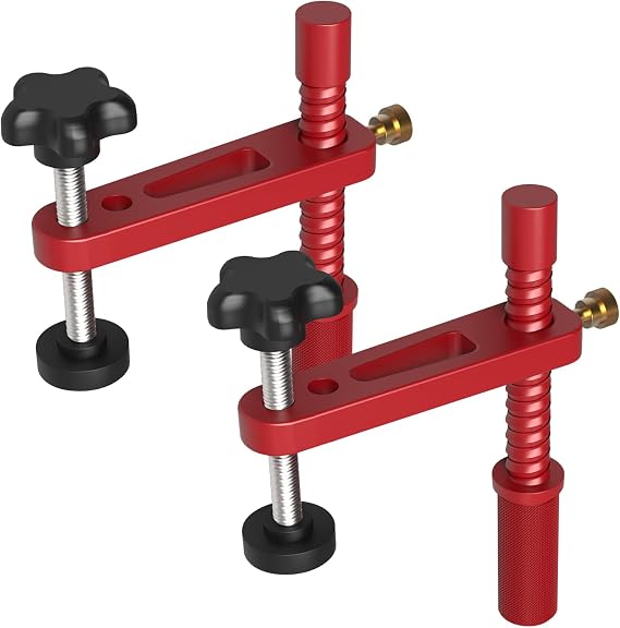 2Pcs 20mm Bench Dog Clamp, 20mm Bench Dog Quick Acting Hold Down Clamp, Adjustable Metal MFT Clamp Fast Acting Hold Down Table Clamps for Woodworking Benchtop (20mm)