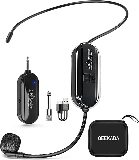 Wireless Microphone Headset, 2.4G Head Mic Speaker System for Teacher
