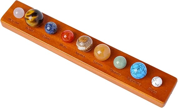 Solar System 9 Planet Rock Set - Natural Amethyst Desk Decor, Celestial Office Decor with Mineral Specimens | Minimalist Space-Themed Organizer & Geology Gift