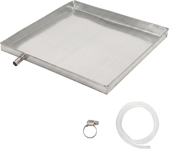 Drain Pan, Square Galvanized Iron Ac Drain Pan - Condensate With 2m Hose & Clamp For 1-5p Air Conditioner Units, AC