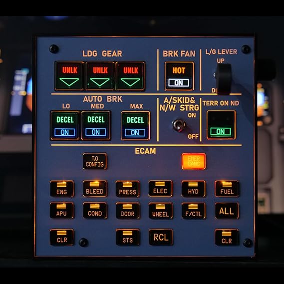 ENGINEMECH Flight Simulator Panel - HOME COCKPIT Landing Gear Indicator Integrated Panel for MSFS 2020/2024, Plug-and-Play Game Panels - Flight Control Unit