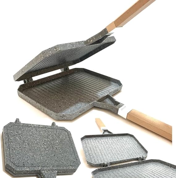 Döküm Alüminyum iç dış Granit Tostmatik Ocak üstü Tost Makinesi Soba Ateş üstü Sağlıklı Izgara Grill