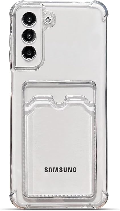 Samsung Galaxy S21 Kapak Kamera Korumalı Kartlıklı Darbe Emici Özellikli Şeffaf Silikon Kılıf