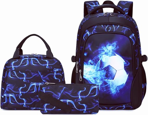 Backpack School Boy Set Children Books Elementary Middle Teenager Big Waterproof Lunch Bag 18 Inch 3 Pcs Boys Handbag