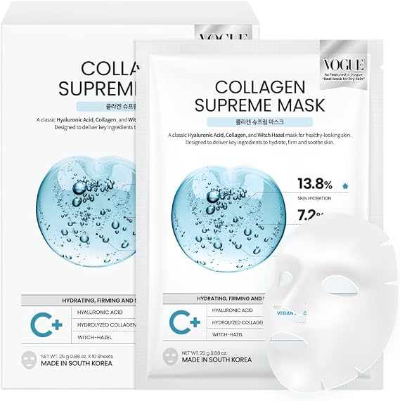 #OOTD Collagen Hydrating Vegan Face Sheet Masks(10-Pack) | Korean Skincare