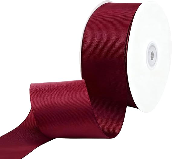 40mm Solid Burgundy Grosgrain Ribbon 18 Meters, Perfect for Gift Wrapping, Crafts, Bows Making, Sewing, Wreaths, DIY Hair Accessories and Wedding Decoration (Burgundy)