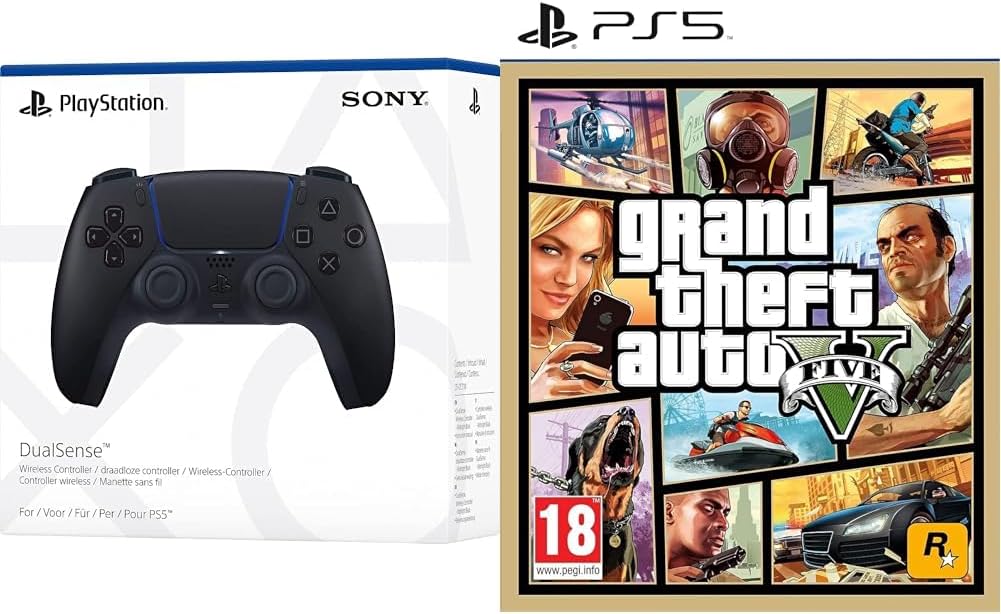 Playstation DualSense Midnight Black Wireless Controller 5 & Grand Theft Auto V PS5