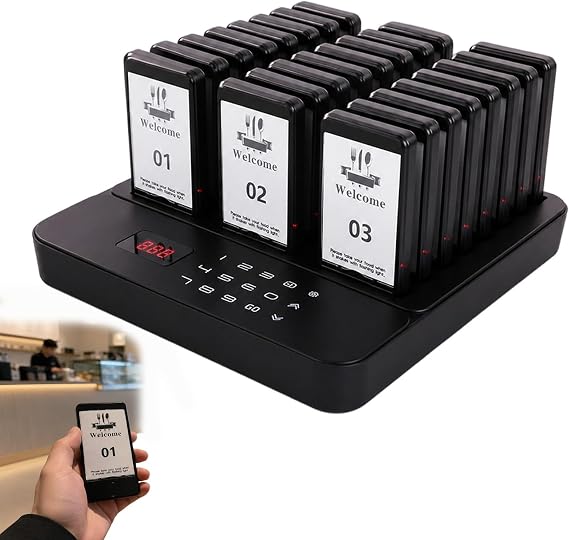 Restaurant Pager System, 24 Pagers, Customer Queue Call Bell