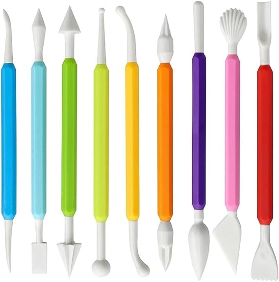 9 Pcs Clay Tools, Plastic Air Dry Clay Tools, Double Head Clay Modelling Tools, Kids Pottery Tools Kit, Sculpting Tools, Polymer Clay Tools, for Craft Lovers, Beginners, Detailing, Shaping (9 Pcs)