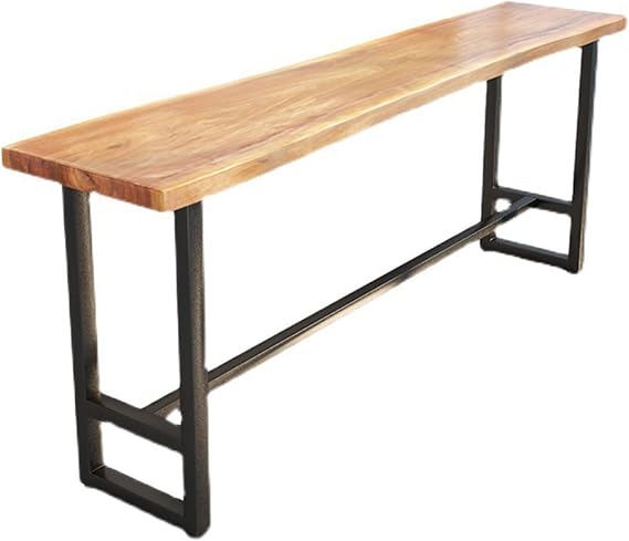 Solid wood bar table with footrest, high island counter, suitable for kitchens, cafes, and bars Natural wood color 120cm