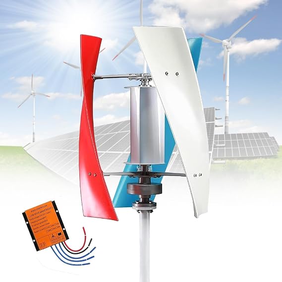 Wind Turbine Generator Kit 20000W Vertical Wind Turbine Generator Kit,3-Blades Helix Wind Power Turbine, with MPPT Controller, for Home Street Lighting Chalet, Boat(Colorful,48V)