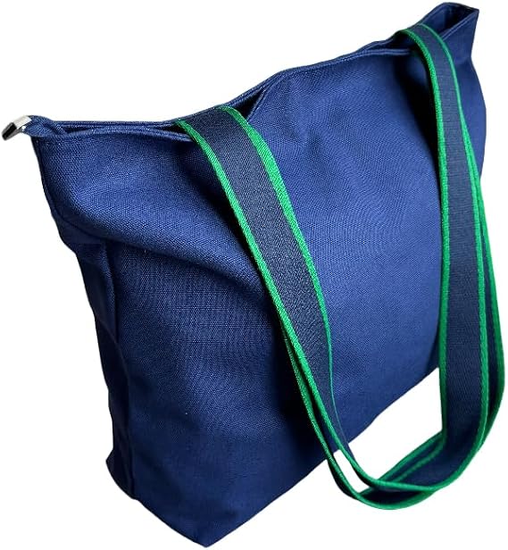 16OZ 100% Cotton Durable Large Multi Purpose Canvas Zipper Closure Lined Reusable Grocery Beach Diaper Casual Tote