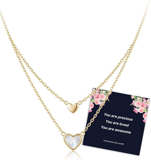 RoseJeopal 18K Gold Plated heart necklace, Gold Necklaces for Women