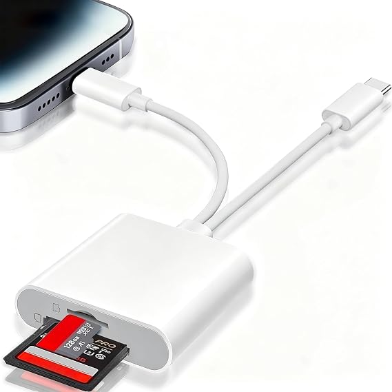 SD Card Reader for iPhone iPad, Lightning USB C SD Card Adapter with SD/Micro SD, Memory Card Reader, SD Card Reader for iPhone/iPad/Macbook/Android/Camera, Plug and Play