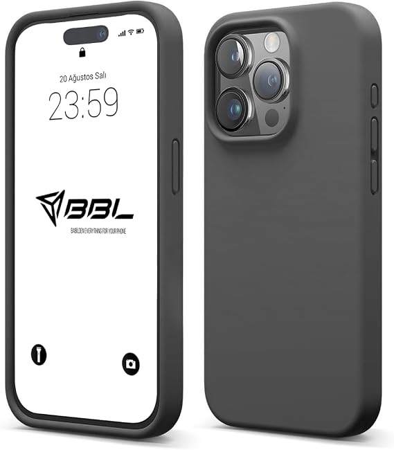 Babilden iPhone 13 Pro İle Uyumlu Kılıf İnce Ve Dayanıklı Sıvı Silikon 3 Katmanlı Tam Kaplamalı Şık Yumuşak Jel Hissi Yüksek Kalite Kauçuk Telefon Kılıfı (Antrasit Siyah)