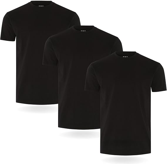 FM London Pack of 3/5 Cotton Rich T-Shirts for Men, Slim Fit