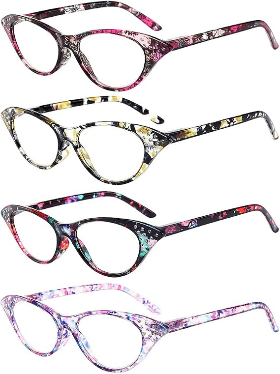 Reading Glasses Company Value 4 Pack, Designer Lightweight Quality Readers Readingglasses for Women Men Ladies