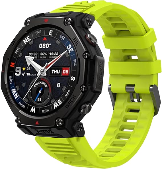 GIOPUEY Strap Compatible with Amazfit T-Rex 3 Pro 48mm, Soft silicone Watch Strap Replacement [Wear-resistant] [breathable] - lime colored