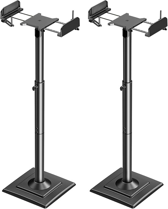 ELIVED Adjustable Height Speaker Stands, Holds Universal Bookshelf Speakers