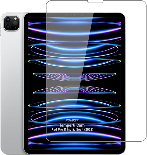 Nomker iPad Pro 11 inç M2 Uyumlu Temperli Ekran Koruyucu Kırılmaz Cam 4. Nesil 2022