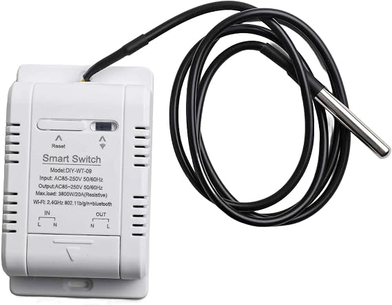 Smart Temperature Humidity Switch, WiFi/Bluetooth Dual-Mode With For EWeLink APP Control, 20A 3800W Load Capacity, Waterproof Sensor For Fish Tanks/Baby Rooms/Greenhouses(A) (A)