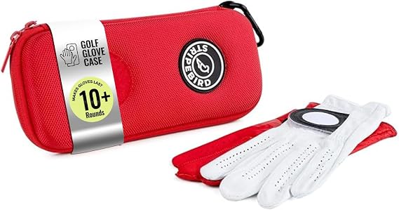 Stripebird - Golf Performance Gloves Holder Case (Major Red) - Protect and Keep Golf Gloves Dry - Moisture Free Storage Design - Includes Golf Bag Clip for Golfers