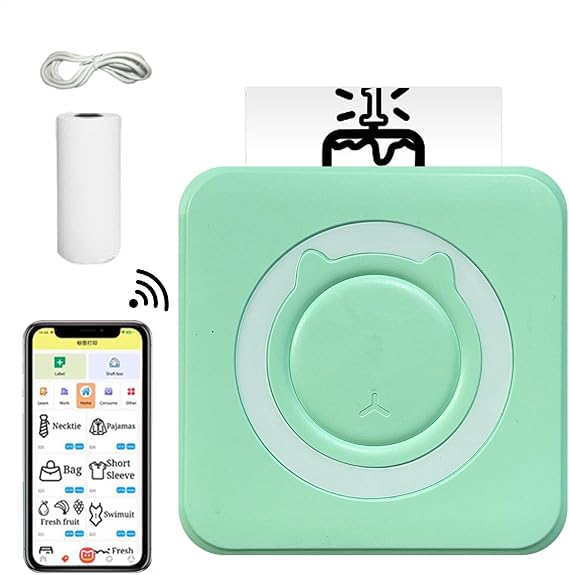 Portable Thermal Printer, Pocket Thermal Printer | Wireless Instant Color Photo Printer, Portable Receipt Printer, Mobile Wireless Printer for Smartphone & PC