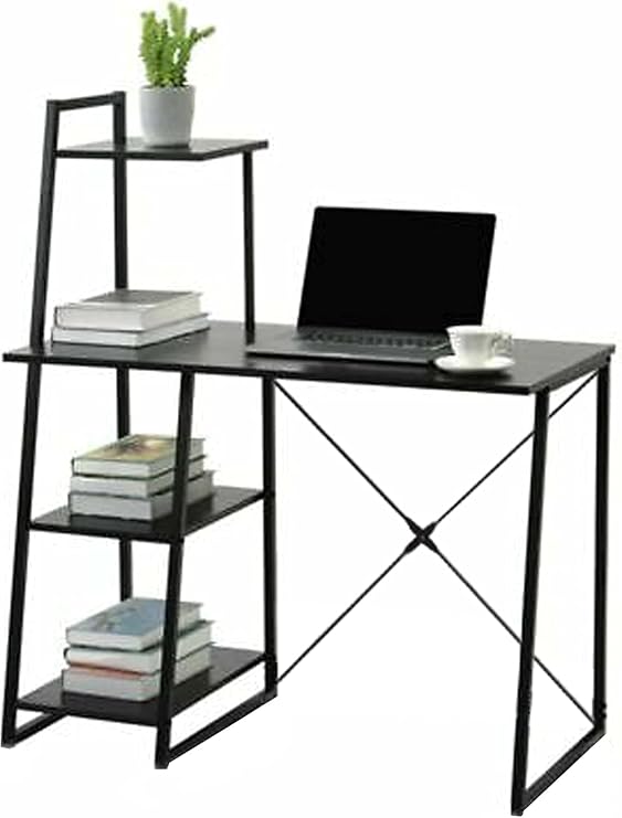 Computer Desk Table Home Office Table With 4-Tier Storage Shelf Pc Laptop Work Study Writing Desk For Bedroom Living Room Gaming Table xbox PlayStation table