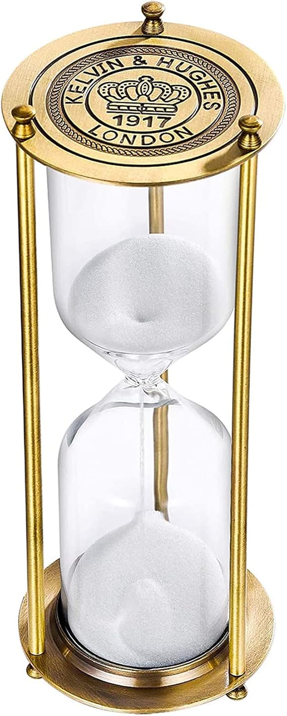 Brass Sand Timer 2 Minute Hourglass,5.1 Inch Small Sand Clock,Antique Sand Watch 2 Min,Antiguo Reloj De Arena 2 Minuto,Metal Unique Glass Sandglass for Gifts Games Kitchen Home Decor Toothbrush Timer